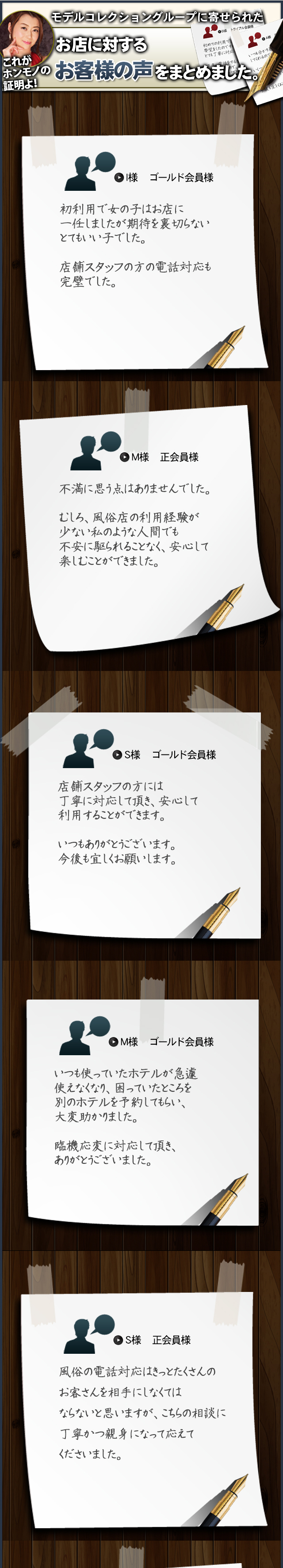 お店に対するお客様の声